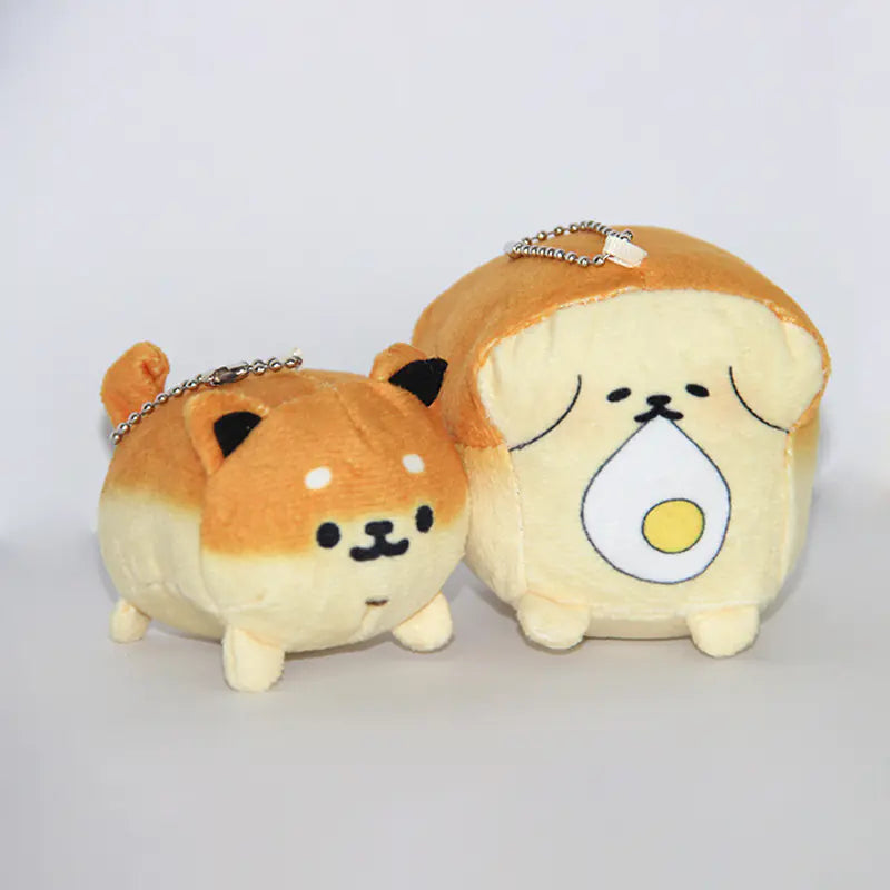 Plush Bread Dog Keychain Pendant for Students and Couples