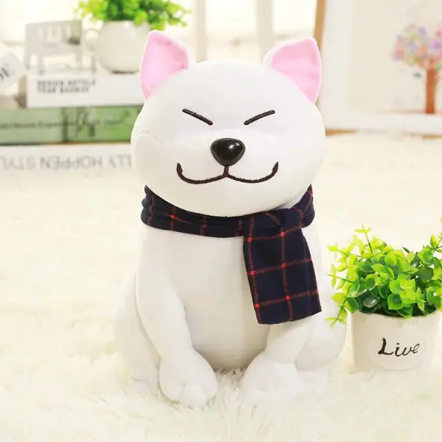Cuddly Shiba Inu Stuffed Animal with Scarf