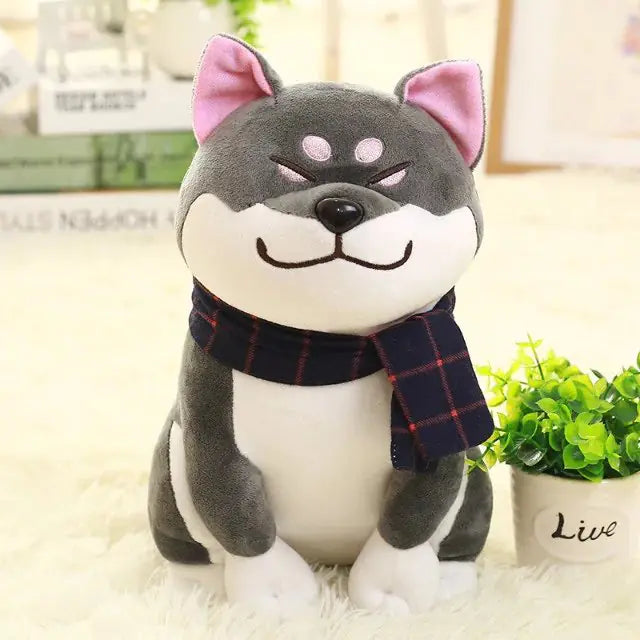 Cuddly Shiba Inu Stuffed Animal with Scarf