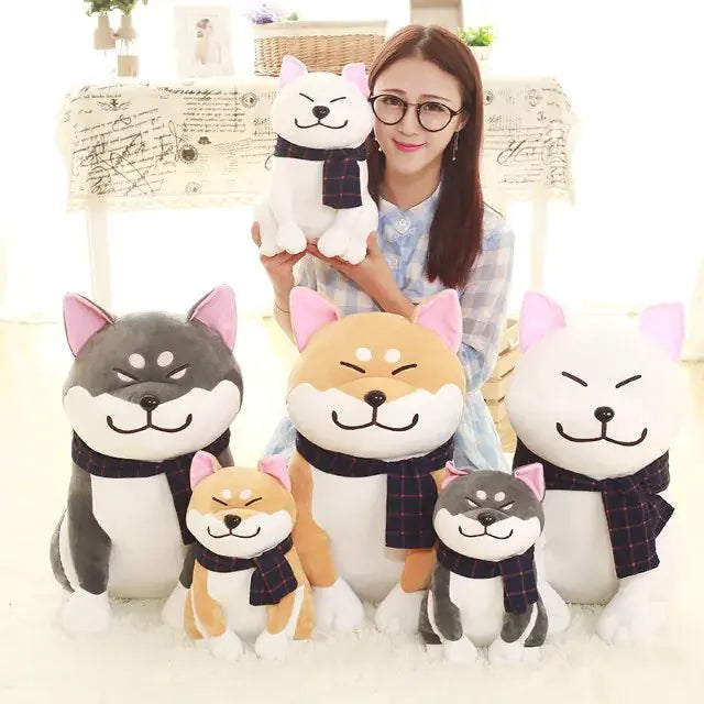 Cuddly Shiba Inu Stuffed Animal with Scarf