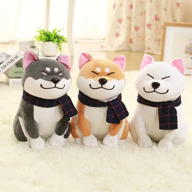 Cuddly Shiba Inu Stuffed Animal with Scarf